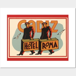 Vintage Travel Poster, Hotel Roma in Cadiz, Spain Posters and Art